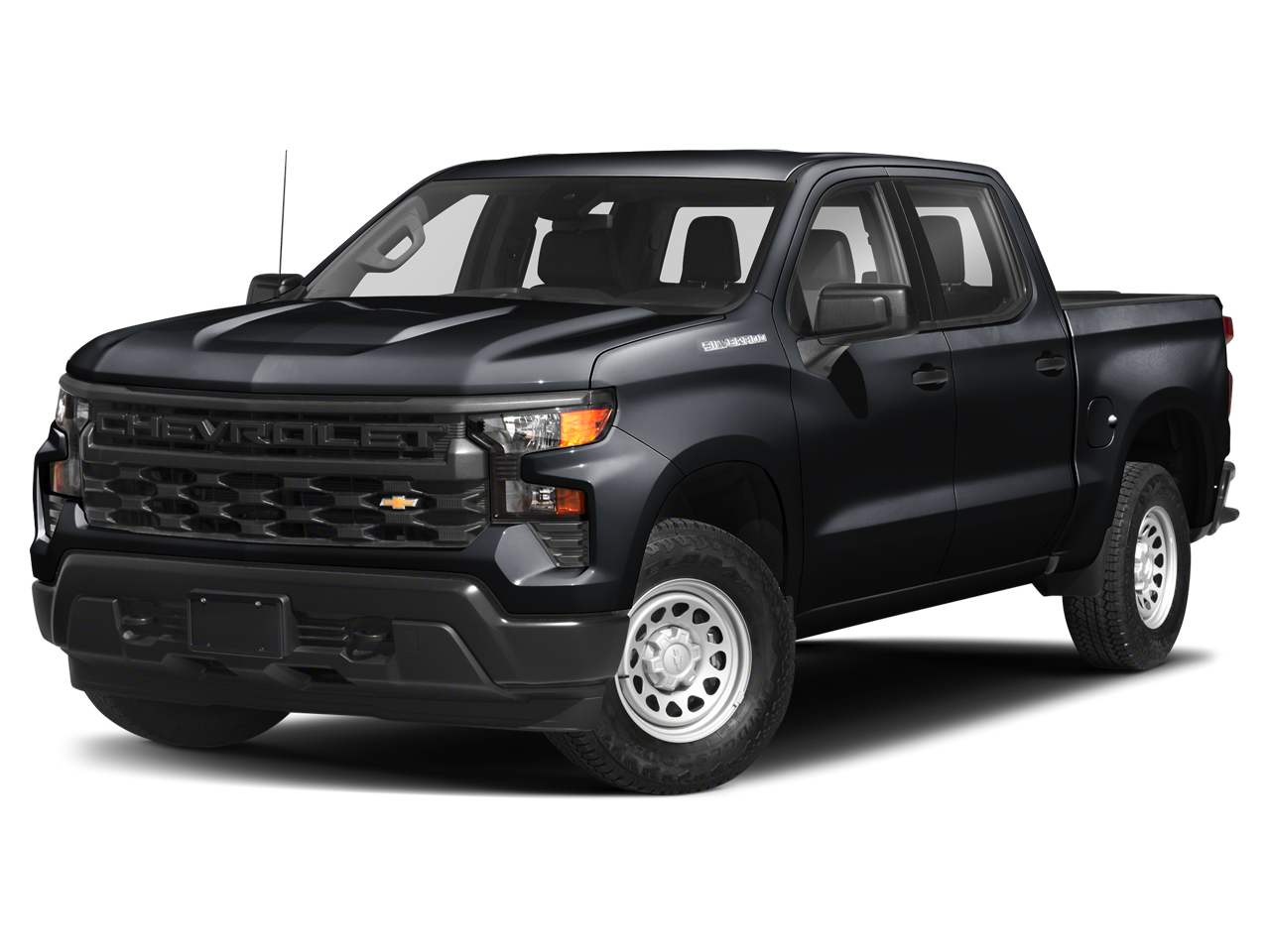 2024 Chevrolet Silverado 1500 Custom in Glacier Blue Metallic — front three-quarter view