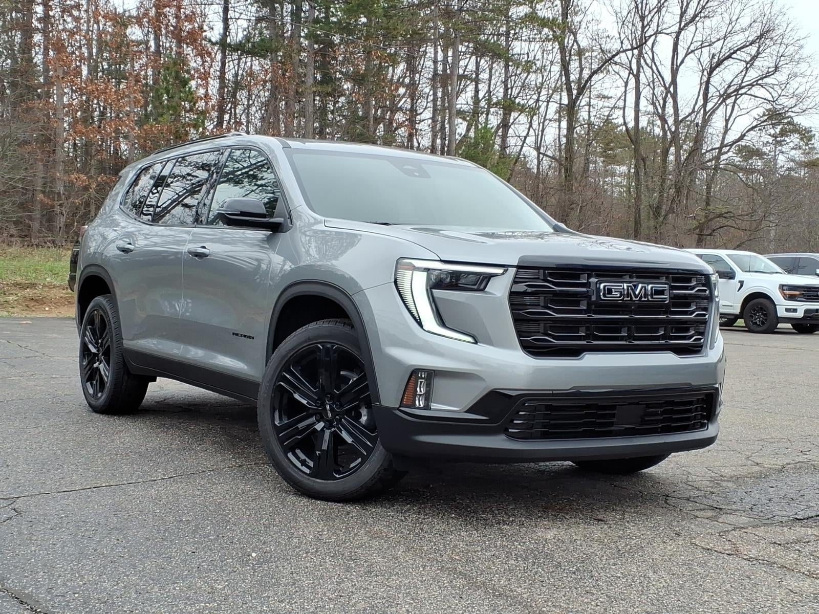 2026 GMC Acadia Elevation in Sterling Metallic — front three-quarter view